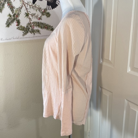 LISTCLE Long Sleeve Waffle Knit Top Dusty Pink Size M - Picture 5 of 12
